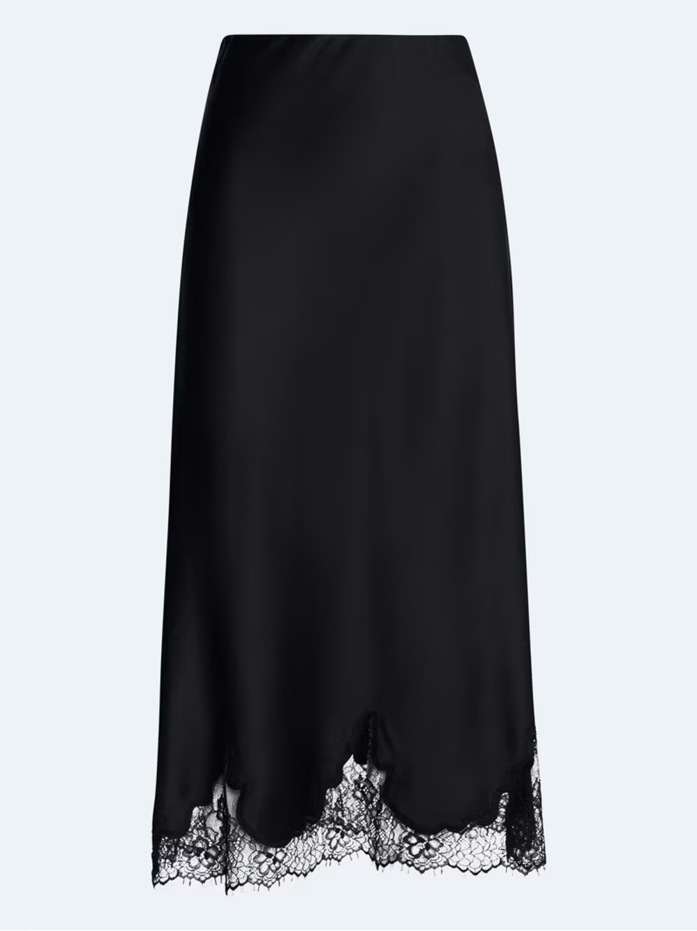 Scoop Women's Black Midi Slip Skirt with Lace Trim - Picture 5 of 12